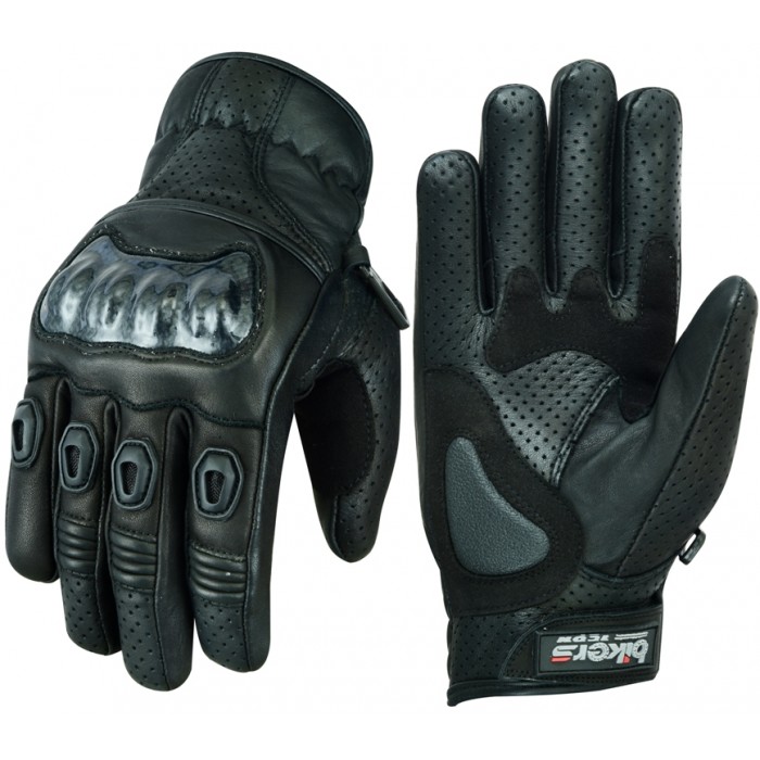 MENS MOTORBIKE VENT LEATHER GLOVES